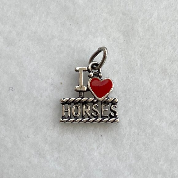 Sterling Silver 925 "I Love Horses" Red Heart Charm Pendant Equestrian Horse - Picture 7 of 12